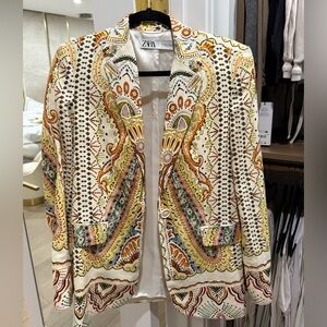 Zara Colorful Abstract Blazer